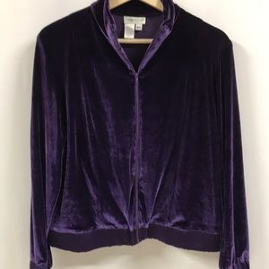 Coldwater Creek purple Petite Zip Up jacket MP velour
